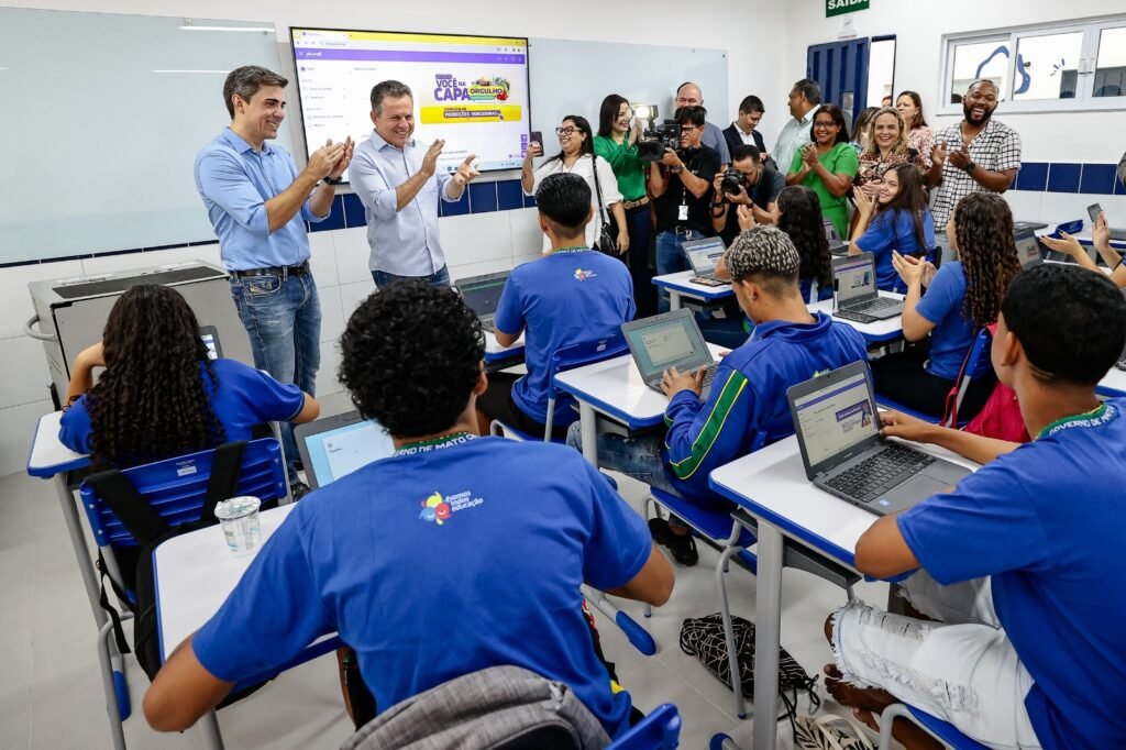 As salas de aula da EE Salim Felício equipadas com Smart TV, Chromebooks e internet banda larga retratam a realidade das unidades da rede na Capital  - Foto por: Mayke Toscano/Secom-MT